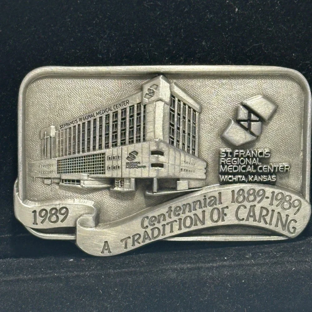 Vintage 1989 St Francis Medical Center Centennial Wichita KS Belt Buckle 268